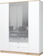 Миниатюра изображения товара Шкаф Стендмебель Юкки ШК 2Я 1800 4х створчатый с зеркалом (белый/дуб делано)