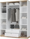 Миниатюра изображения товара Шкаф Стендмебель Юкки ШК 2Я 1800 4х створчатый с зеркалом (белый/дуб делано)