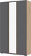 Миниатюра изображения товара Шкаф Стендмебель Хелен ШК 02 3-х створчатый с зеркалом (серый графит 0162/дуб крафт золотой)