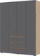 Миниатюра изображения товара Шкаф Стендмебель Хелен ШК 05 с ящиками (серый графит 0162/дуб крафт золотой)