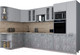 Миниатюра изображения товара Кухонный гарнитур Интерлиния Мила Gloss 1.68x3.4 левая (грей/керамика/травертин серый)