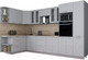 Миниатюра изображения товара Кухонный гарнитур Интерлиния Мила Gloss 1.68x3.4 левая (грей/грей/травертин серый)