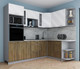 Миниатюра изображения товара Кухонный гарнитур Интерлиния Мила Gloss 1.68x2.4 правая (белый глянец/дуб вотан/травертин серый)
