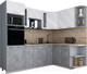 Миниатюра изображения товара Кухонный гарнитур Интерлиния Мила Gloss 1.68x2.4 правая (белый глянец/керамика/травертин серый)
