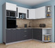 Миниатюра изображения товара Кухонный гарнитур Интерлиния Мила Gloss 1.68x2.4 правая (белый/пепел/травертин серый)