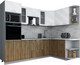 Миниатюра изображения товара Кухонный гарнитур Интерлиния Мила Gloss 1.68x2.6 правая (белый глянец/дуб вотан/травертин серый)