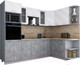 Миниатюра изображения товара Кухонный гарнитур Интерлиния Мила Gloss 1.68x2.6 правая (белый глянец/керамика/травертин серый)