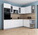 Миниатюра изображения товара Кухонный гарнитур Интерлиния Мила Gloss 1.68x2.6 правая (белый/белый/травертин серый)