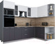 Миниатюра изображения товара Кухонный гарнитур Интерлиния Мила Gloss 1.68x2.6 правая (белый/пепел/травертин серый)