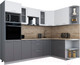 Миниатюра изображения товара Кухонный гарнитур Интерлиния Мила Gloss 1.68x2.6 правая (белый/серый/травертин серый)