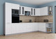 Миниатюра изображения товара Кухонный гарнитур Интерлиния Мила Gloss 1.68x3.4 правая (белый/белый/травертин серый)