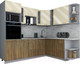 Миниатюра изображения товара Кухонный гарнитур Интерлиния Мила Gloss 1.88x2.4 правая (ваниль глянец/дуб вотан/травертин серый)