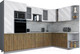 Миниатюра изображения товара Кухонный гарнитур Интерлиния Мила Gloss 1.88x3.2 правая (белый глянец/дуб вотан/травертин серый)