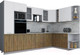 Миниатюра изображения товара Кухонный гарнитур Интерлиния Мила Gloss 1.88x3.2 правая (белый/дуб вотан/травертин серый)