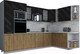 Миниатюра изображения товара Кухонный гарнитур Интерлиния Мила Gloss 1.88x3.2 правая (черный глянец/дуб вотан/травертин серый)