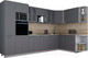 Миниатюра изображения товара Кухонный гарнитур Интерлиния Мила Gloss 1.88x3.4 правая (серый/серый/травертин серый)