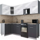Миниатюра изображения товара Кухонный гарнитур Интерлиния Мила Gloss 50-12x24 (белый глянец/пепел/травертин серый)