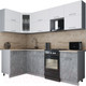 Миниатюра изображения товара Кухонный гарнитур Интерлиния Мила Gloss 50-12x24 (белый/керамика/травертин серый)