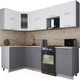 Миниатюра изображения товара Кухонный гарнитур Интерлиния Мила Gloss 50-12x24 (белый/серый/травертин серый)