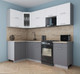 Миниатюра изображения товара Кухонный гарнитур Интерлиния Мила Gloss 50-12x24 (белый/серый/травертин серый)