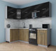 Миниатюра изображения товара Кухонный гарнитур Интерлиния Мила Gloss 50-12x24 (черный глянец/дуб вотан/травертин серый)