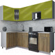 Миниатюра изображения товара Кухонный гарнитур Интерлиния Мила Gloss 50-12x24 (яблоко глянец/дуб вотан/травертин серый)