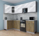 Миниатюра изображения товара Кухонный гарнитур Интерлиния Мила Gloss 50-12x25 (белый глянец/дуб вотан/травертин серый)