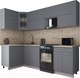 Миниатюра изображения товара Кухонный гарнитур Интерлиния Мила Gloss 50-12x25 (серый/серый/травертин серый)