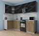 Миниатюра изображения товара Кухонный гарнитур Интерлиния Мила Gloss 50-12x25 (черный глянец/дуб вотан/травертин серый)