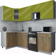Миниатюра изображения товара Кухонный гарнитур Интерлиния Мила Gloss 50-12x25 (яблоко глянец/дуб вотан/травертин серый)