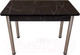 Миниатюра изображения товара Обеденный стол СВД Юнио 100-130x60 / 054.П20.Х (мрамор неро маркина/хром)