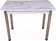 Миниатюра изображения товара Обеденный стол СВД Юнио 120x75 / 008.П15.Х (мрамор каррара/хром)