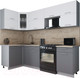 Миниатюра изображения товара Кухонный гарнитур Интерлиния Мила Gloss 50-12x26 (белый/серый/травертин серый)