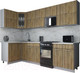 Миниатюра изображения товара Кухонный гарнитур Интерлиния Мила Gloss 50-12x28 (дуб вотан/дуб вотан/травертин серый)