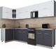 Миниатюра изображения товара Кухонный гарнитур Интерлиния Мила Gloss 50-12x30 (белый/пепел/травертин серый)