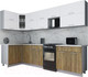 Миниатюра изображения товара Кухонный гарнитур Интерлиния Мила Gloss 50-12x30 (белый/дуб вотан/травертин серый)