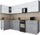 Миниатюра изображения товара Кухонный гарнитур Интерлиния Мила Gloss 50-12x30 (белый/керамика/травертин серый)