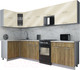 Миниатюра изображения товара Кухонный гарнитур Интерлиния Мила Gloss 50-12x30 (ваниль глянец/дуб вотан/травертин серый)