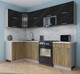 Миниатюра изображения товара Кухонный гарнитур Интерлиния Мила Gloss 60-12x26 (черный глянец/дуб вотан/травертин серый)
