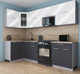 Миниатюра изображения товара Кухонный гарнитур Интерлиния Мила Gloss 60-12x27 (белый глянец/пепел/травертин серый)