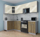 Миниатюра изображения товара Кухонный гарнитур Интерлиния Мила Gloss 60-12x25 (ваниль глянец/дуб вотан/травертин серый)