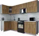 Миниатюра изображения товара Кухонный гарнитур Interline Мила Gloss 60-12x28 (дуб вотан/дуб вотан/травертин серый)