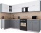 Миниатюра изображения товара Кухонный гарнитур Интерлиния Мила Gloss 60-12x30 (белый/серый/травертин серый)