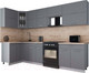 Миниатюра изображения товара Кухонный гарнитур Интерлиния Мила Gloss 60-12x30 (серый/серый/травертин серый)
