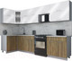 Миниатюра изображения товара Кухонный гарнитур Интерлиния Мила Gloss 60-12x31 (белый глянец/дуб вотан/травертин серый)