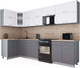 Миниатюра изображения товара Кухонный гарнитур Интерлиния Мила Gloss 60-12x31 (белый/серый/травертин серый)