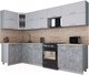 Миниатюра изображения товара Кухонный гарнитур Интерлиния Мила Gloss 60-12x31 (грей/керамика/травертин серый)