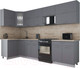 Миниатюра изображения товара Кухонный гарнитур Интерлиния Мила Gloss 60-12x31 (серый/серый/травертин серый)