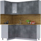 Миниатюра изображения товара Кухонный гарнитур Интерлиния Мила 12x19 (бетон портленд/бетон портленд/дуб бунратти)