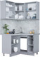 Миниатюра изображения товара Кухонный гарнитур Интерлиния Мила Пластик 1.2x1.2 (дуб эпоксид/антрацит/серый каспий)